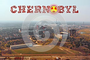 Territory near Chernobyl NPP, Ukraine. Aerial view