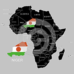 Territory of Niger on Africa continent. Vector illustration