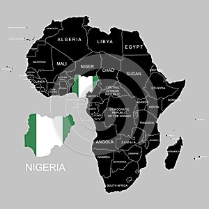 Territory of Nigeria on Africa continent. Vector illustration