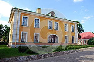 Territory of the Peter and Paul fortress. The `Guardhouse` building was built in 1743. Summer urban landscape.
