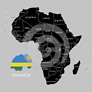 Territory of Rwanda on Africa continent. Vector illustration