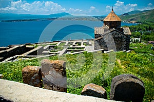 Territory Sevanavank monastery on Sevan lake