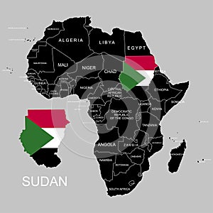 Territory of Sudan on Africa continent. Vector illustration