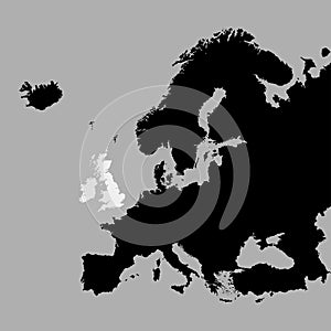 Territory of United Kingdon on Europe map on a grey background photo