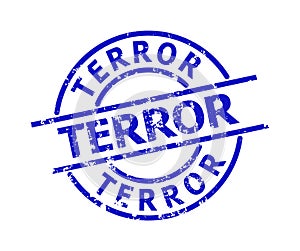 TERROR Blue Round Corroded Stamp