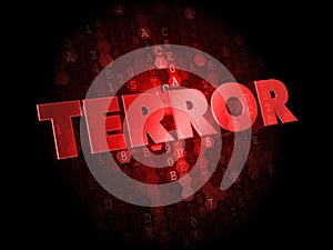 Terror on Red Digital Background. photo