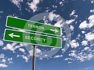 Terror security traffic sign