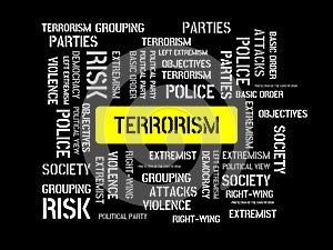 TERRORISM - CALM - image with words associated with the topic EXTREMISM, word, image, illustration