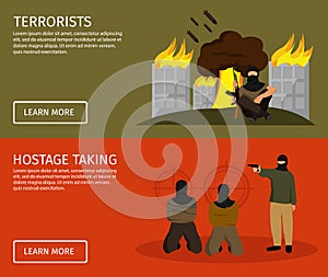 Terrorism Flat Banner Set