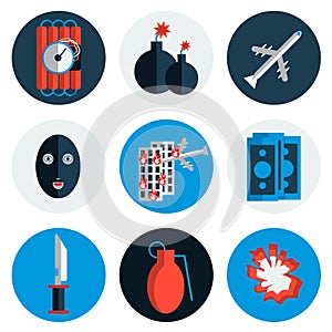 Terrorism flat vector icons