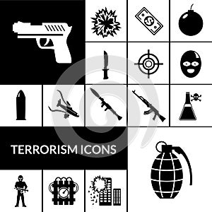 Terrorism Icons Black