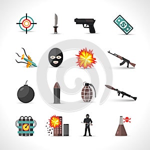 Terrorism Icons Set