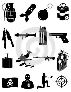 Terrorism icons set photo