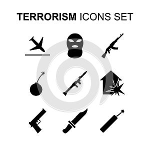 Terrorism icons set. Vector illustration