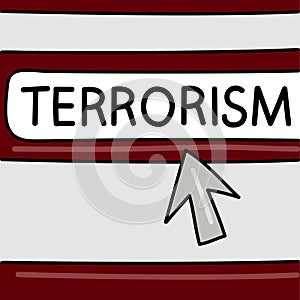 Terrorism - Internet news concept. Browser with an arrow. Vector graphics. Dangers on the Internet.
