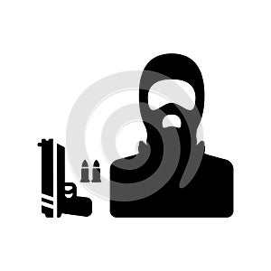 Terrorism, terrorist icon / black color