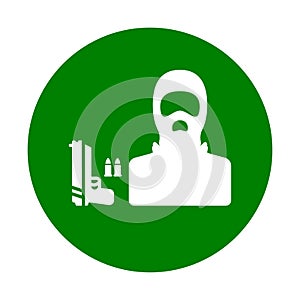 Terrorism, terrorist icon / green vector