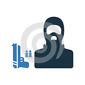 Terrorism, terrorist icon / vector graphics