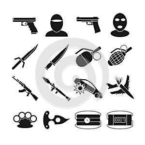 Terrorism vector icons photo