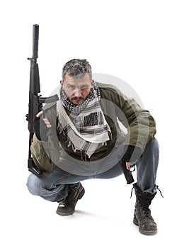 Terrorist with gun photo
