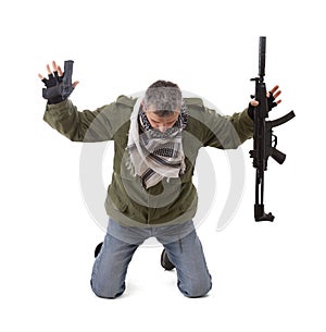 Terrorist with hands up photo
