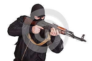 Terrorist with kalashnikov isolated