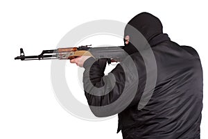 Terrorist with kalashnikov isolated