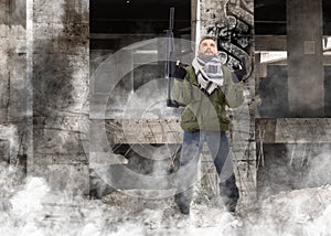 Terrorist with rifle photo