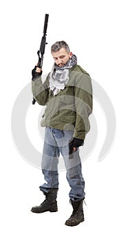 Terrorist with weapon photo