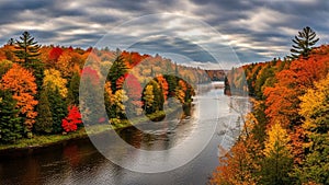 Terspersed among the deciduous ones adding deep green to the