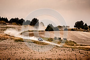 Vladimir Vasilyev and his codriver Konstantin Zhiltsov in a Toyota Hilux Overdrive