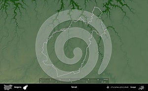 Tervel outlined, Bulgaria. Physical