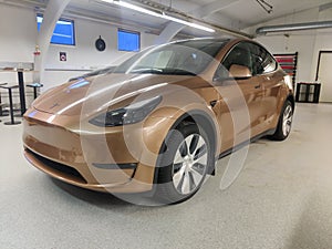 Tesla modely wrap Bronze car