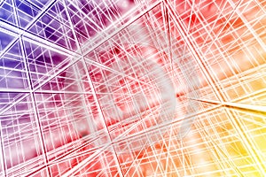 Tesseract background abstract network cyber web multicolor