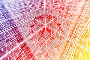 Tesseract background abstract network cyber web multicolor
