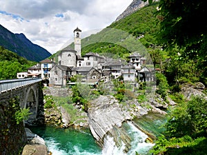 Tessin, Swiss - View on the Lavertezzo village, an old Swiss village