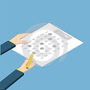 Test answer sheet concept isometric. Vector illustration