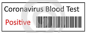 Test for blood analysis COVID-19, test for coronavirus. Writing on test tube with positive and negative test results for