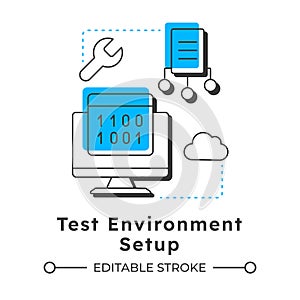 Test environment setup modern linear concept icon