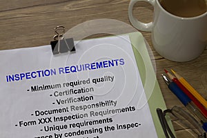 Test and Inspection requirement