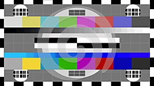 Test picture, color table with geometric stripes, squares for the TV screen, rainbow colors in steps to adjust the optimal image