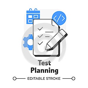 Test planning flat outline concept icon