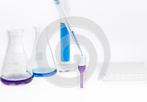 Test sample in plastic cuvette research test lab