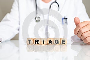Test of Triage on the doctor background photo