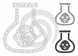 Test Tube Baby Vector Mesh Network Model and Triangle Mosaic Icon