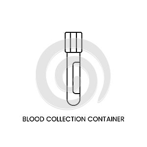 A test tube for blood sampling for analysis, a flask for laboratory studies of biomaterial, a line icon in a vector.