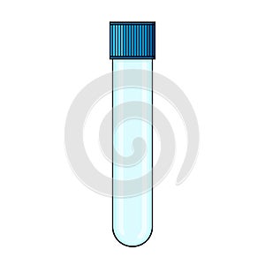 Test tube with blue cap illustration on white background