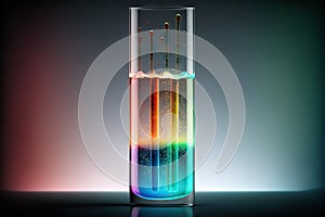 Test tube with chemical liquid in lab, science research at chemistry plant, petrochemical industry