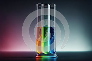 Test tube with chemical liquid in lab, science research at chemistry plant, petrochemical industry