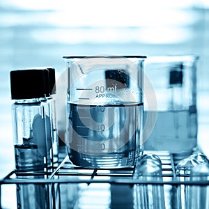 Test tube containing chemical liquid in laboratory.